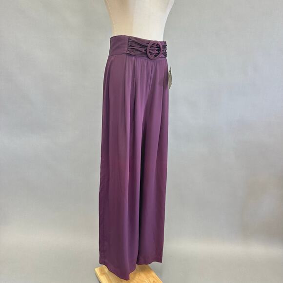 Cache purple high waist wide leg palazzo cumberbund pants‎ Size 12 Deadstock NWT - Picture 7 of 15